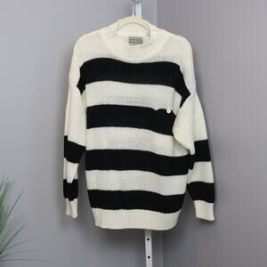 Vintage Diana Marco Black & White Striped Sweater | Size 20W / 40